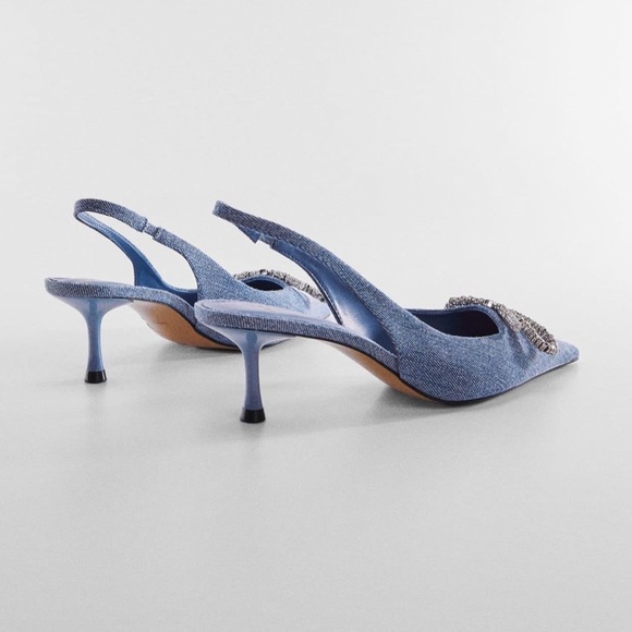 RARE MANGO RHINESTONE DENIM SLINGBACK SHOES LIMITED EDITION - Picture 5 of 9